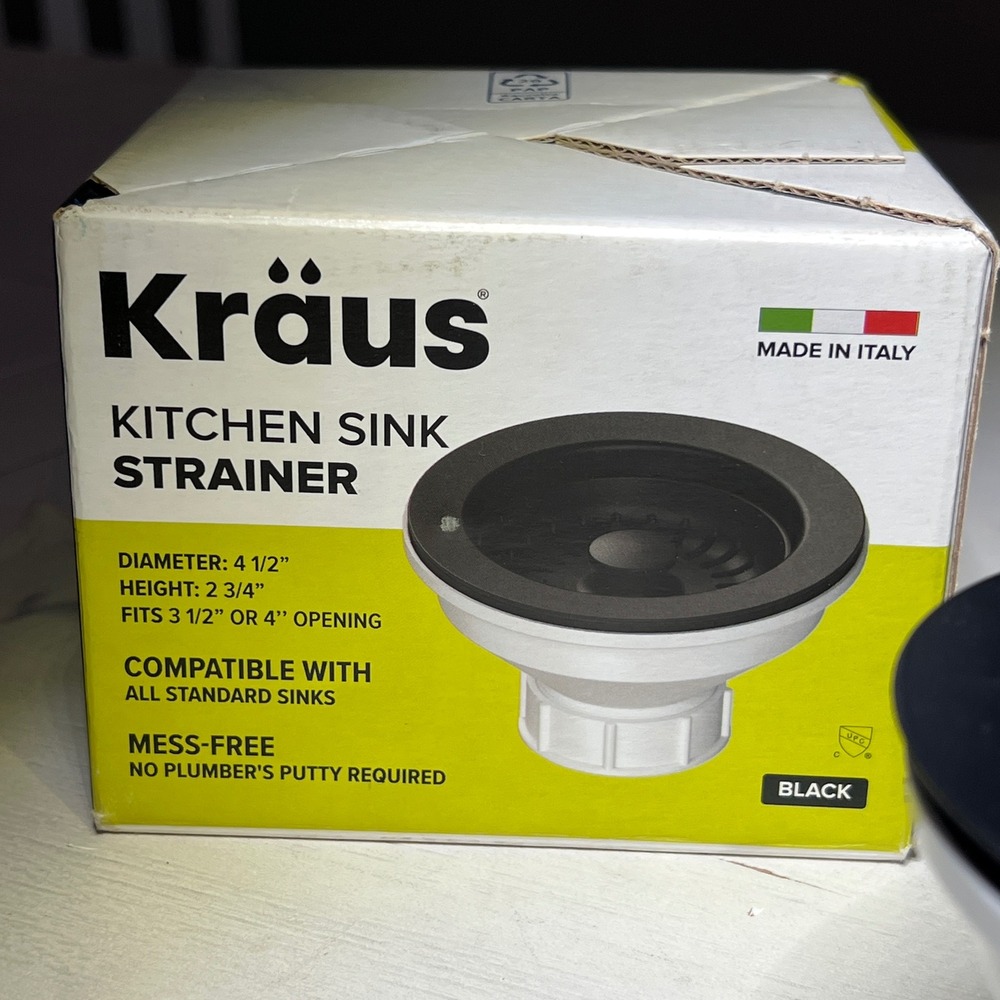 Kraus PST1-BL-C Kitchen Sink Strainer Assembly Black ABS Plastic Incomplete - Picture 3 of 10